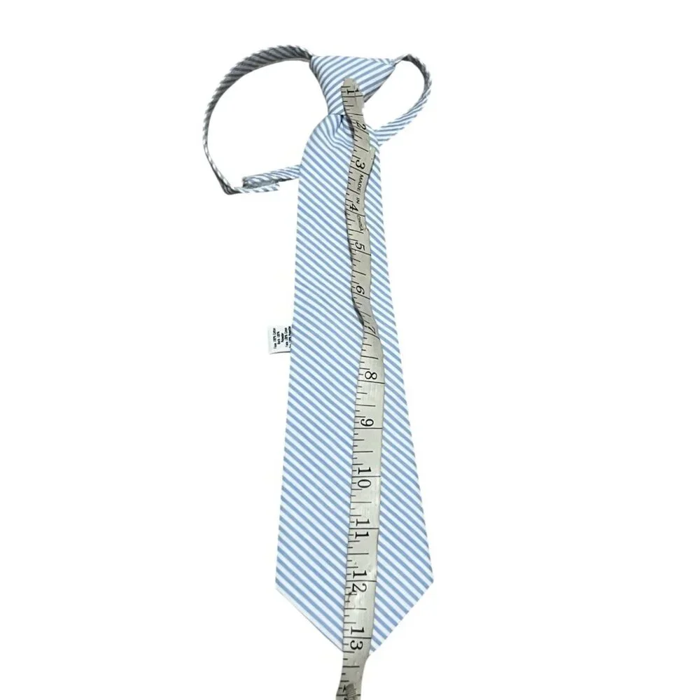 Janie & Jack Tie Blue and White Striped Boys Neck Tie with Clasp